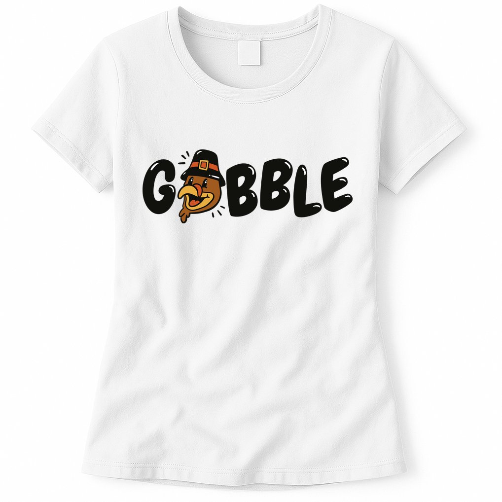 Gobble Turkey Thanksgiving Holiday Cute Womens T-Shirt