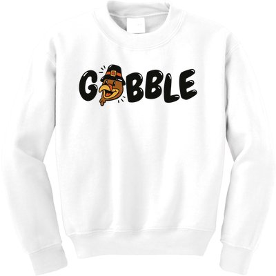 Gobble Turkey Thanksgiving Holiday Cute Kids Sweatshirt