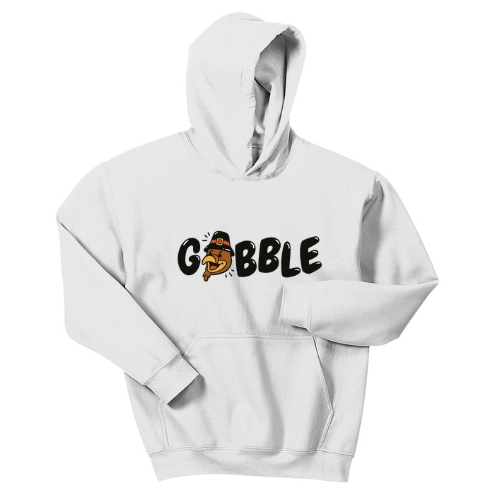 Gobble Turkey Thanksgiving Holiday Cute Kids Hoodie