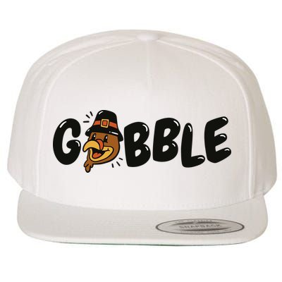Gobble Turkey Thanksgiving Holiday Cute Wool Snapback Cap
