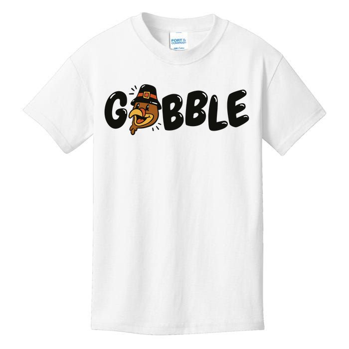 Gobble Turkey Thanksgiving Holiday Cute Kids T-Shirt