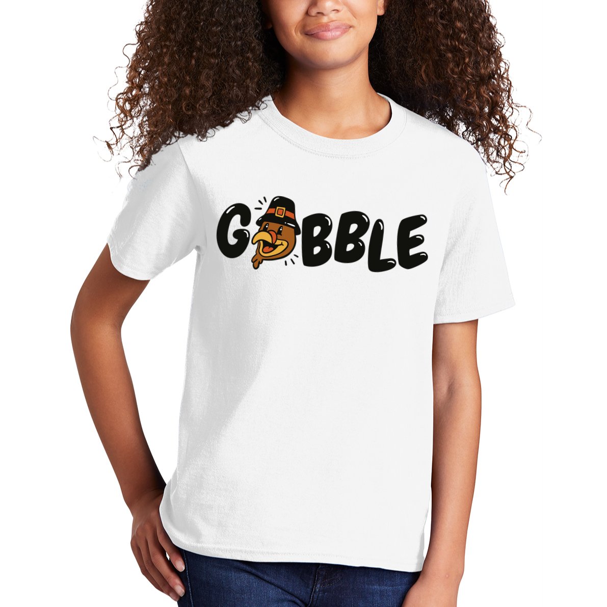 Gobble Turkey Thanksgiving Holiday Cute Kids T-Shirt