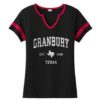 Granbury Texas Tx Vintage Athletic Sports Design Ladies Halftime Notch Neck Tee