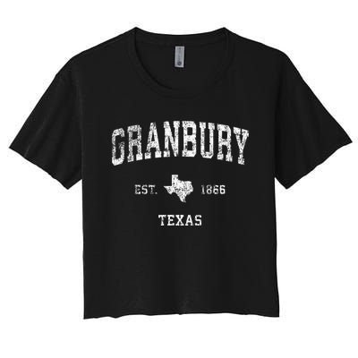 Granbury Texas Tx Vintage Athletic Sports Design Women's Crop Top Tee