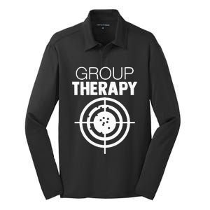 Group Therapy Target Practice Shooting Range Humor Gun Lover Silk Touch Performance Long Sleeve Polo