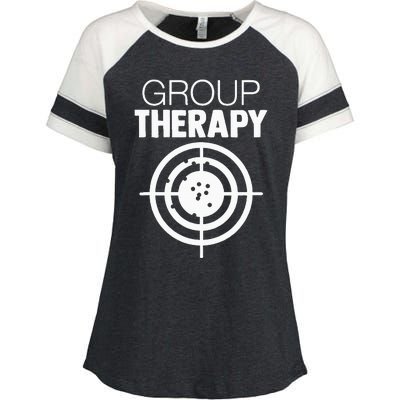 Group Therapy Target Practice Shooting Range Humor Gun Lover Enza Ladies Jersey Colorblock Tee