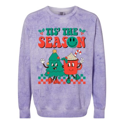 Groovy Tis The Season Christmas Hippie Hot Cocoa Colorblast Crewneck Sweatshirt