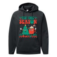 Groovy Tis The Season Christmas Hippie Hot Cocoa Performance Fleece Hoodie