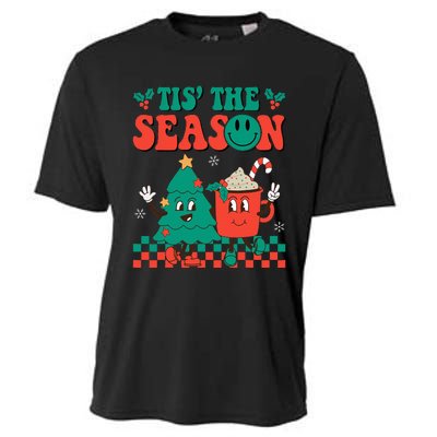 Groovy Tis The Season Christmas Hippie Hot Cocoa Cooling Performance Crew T-Shirt