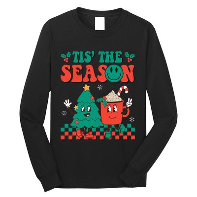 Groovy Tis The Season Christmas Hippie Hot Cocoa Long Sleeve Shirt