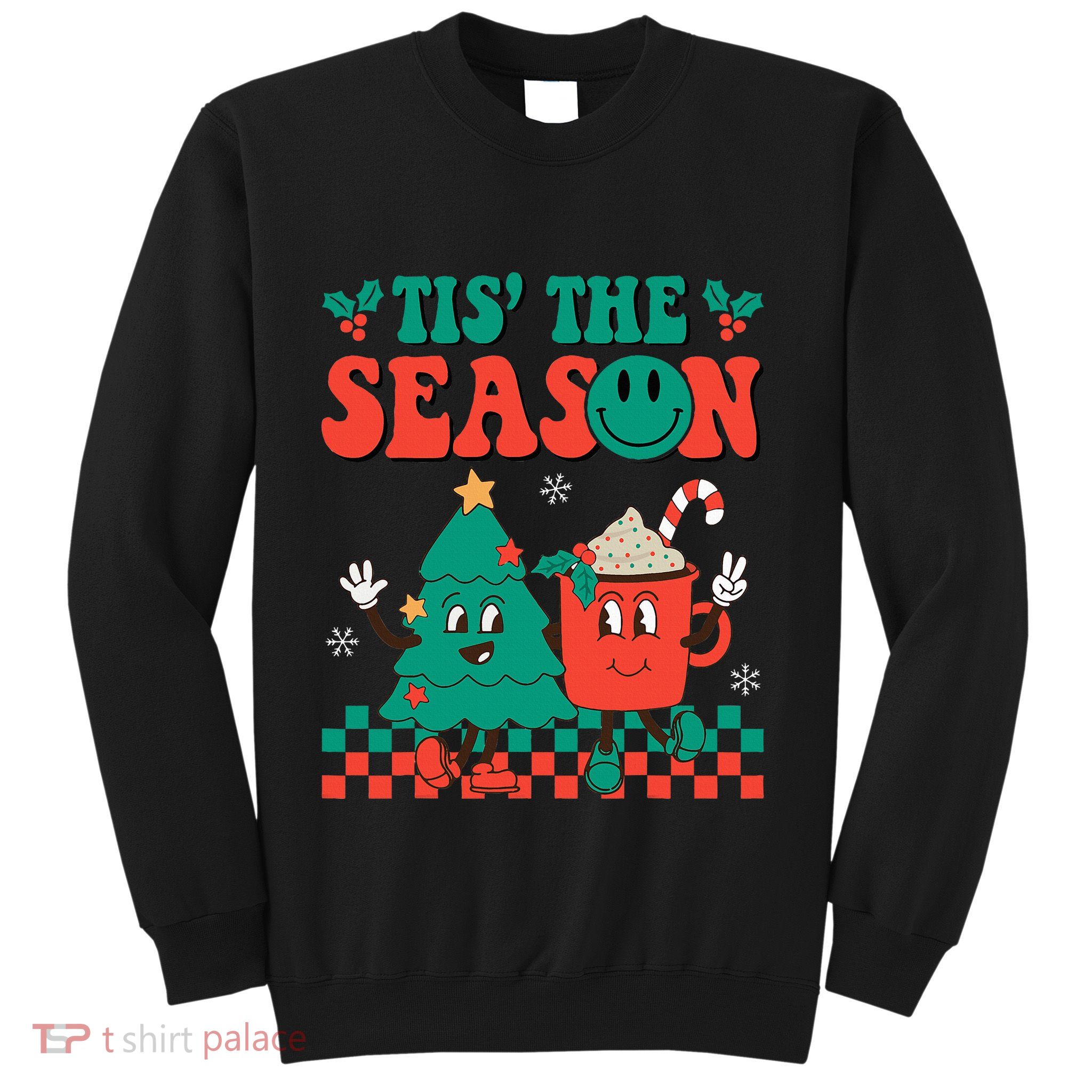 Groovy Tis The Season Christmas Hippie Hot Cocoa Sweatshirt