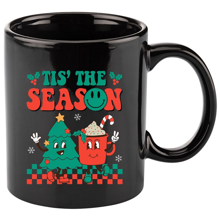 Groovy Tis The Season Christmas Hippie Hot Cocoa 11oz C Handle Ceramic Mug