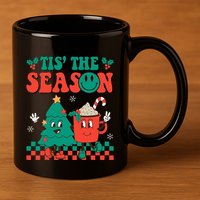 Groovy Tis The Season Christmas Hippie Hot Cocoa 11oz C Handle Ceramic Mug