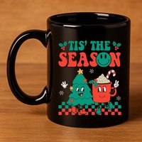 Groovy Tis The Season Christmas Hippie Hot Cocoa 11oz C Handle Ceramic Mug