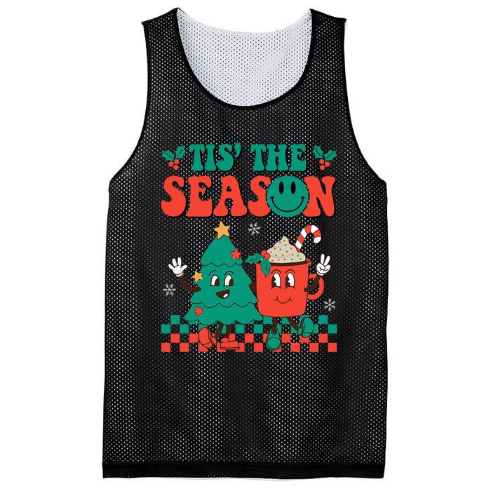 Groovy Tis The Season Christmas Hippie Hot Cocoa Mesh Reversible Basketball Jersey Tank