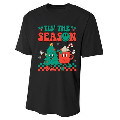 Groovy Tis The Season Christmas Hippie Hot Cocoa Performance Sprint T-Shirt