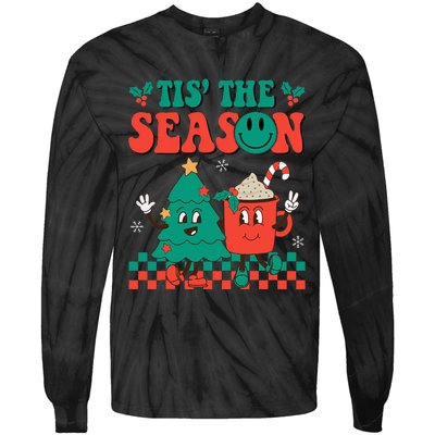 Groovy Tis The Season Christmas Hippie Hot Cocoa Tie-Dye Long Sleeve Shirt