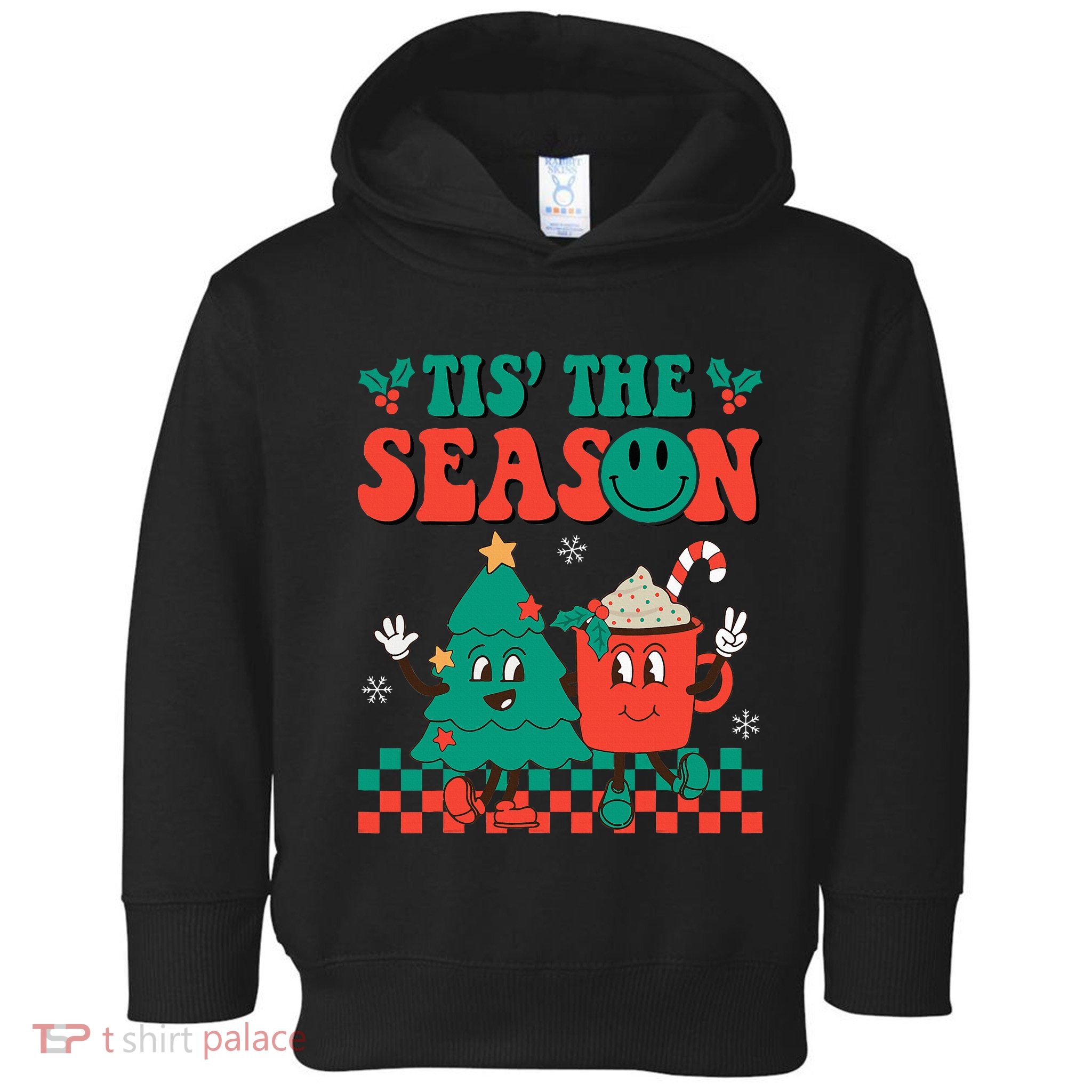 Groovy Tis The Season Christmas Hippie Hot Cocoa Toddler Hoodie