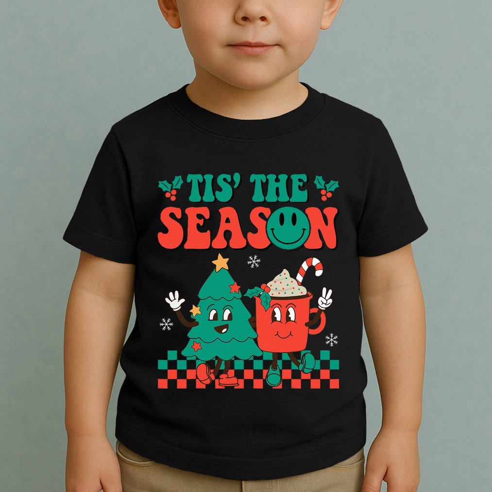 Groovy Tis The Season Christmas Hippie Hot Cocoa Toddler T-Shirt