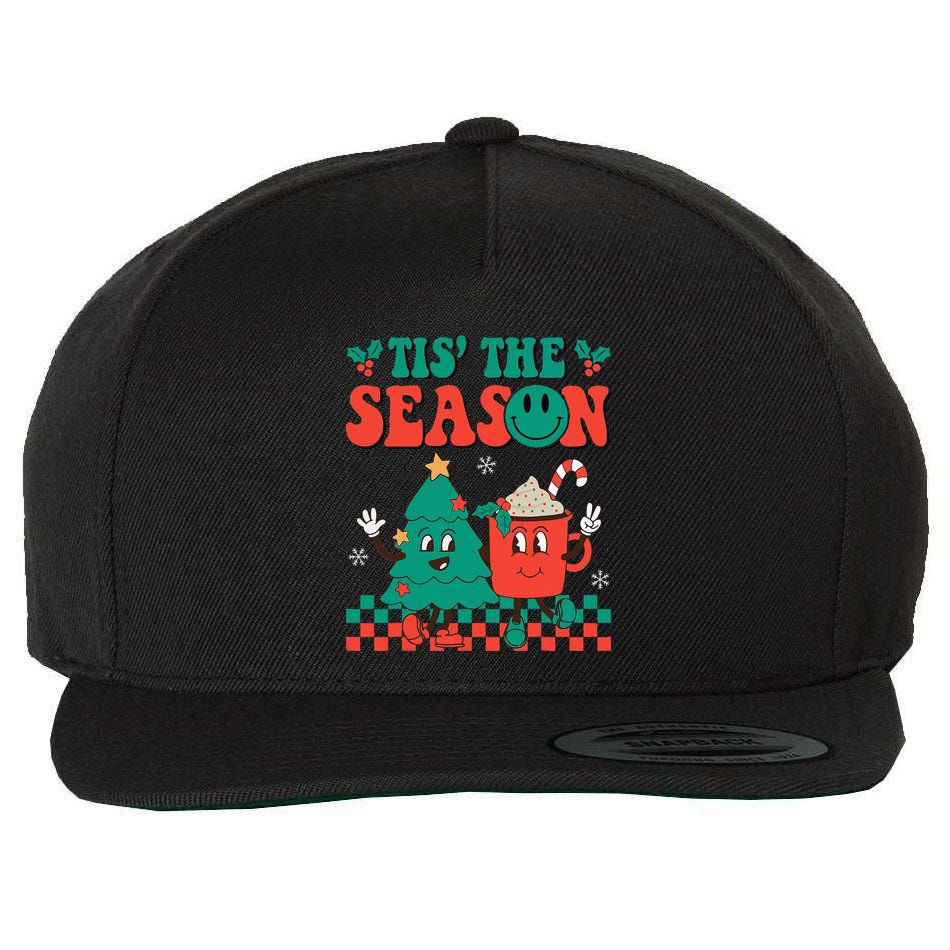 Groovy Tis The Season Christmas Hippie Hot Cocoa Wool Snapback Cap