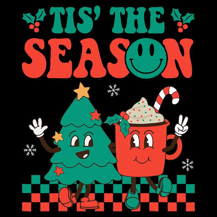 Groovy Tis The Season Christmas Hippie Hot Cocoa Kids T-Shirt