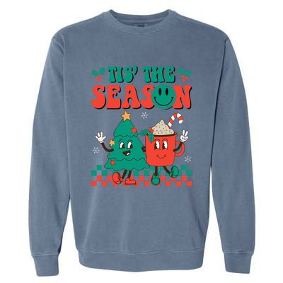 Groovy Tis The Season Christmas Hippie Hot Cocoa Garment-Dyed Sweatshirt