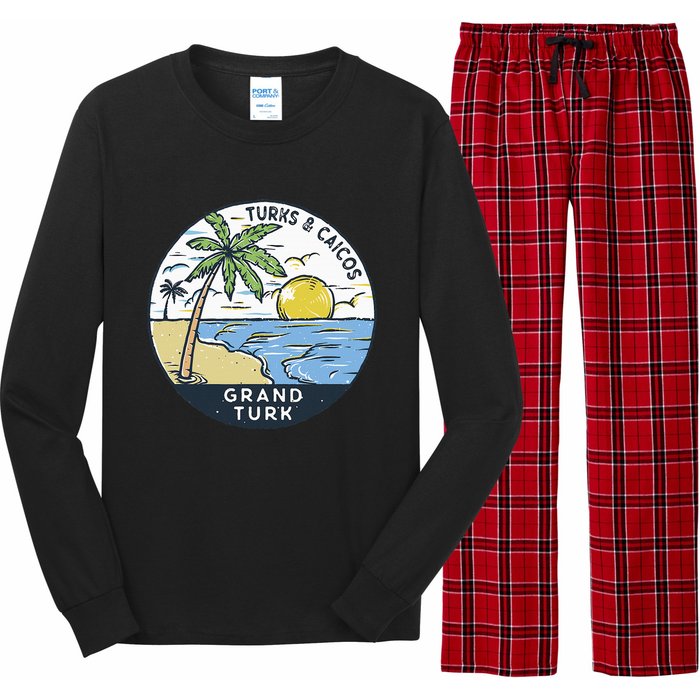 Grand Turk Turks And Caicos Illustrated Ocean Vintage Long Sleeve Pajama Set