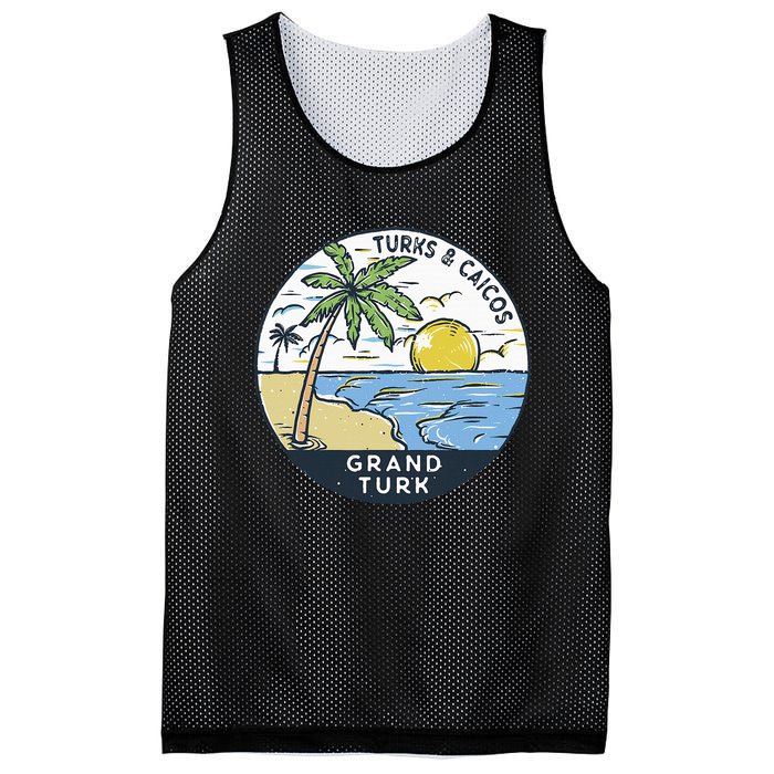 Grand Turk Turks And Caicos Illustrated Ocean Vintage Mesh Reversible Basketball Jersey Tank