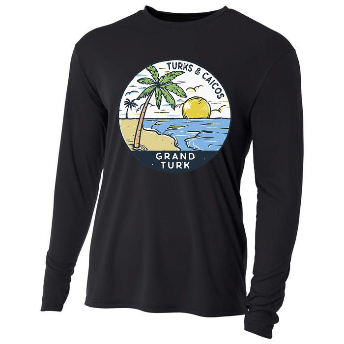 Grand Turk Turks And Caicos Illustrated Ocean Vintage Cooling Performance Long Sleeve Crew