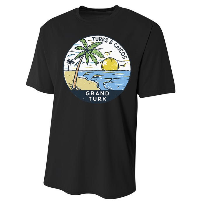 Grand Turk Turks And Caicos Illustrated Ocean Vintage Performance Sprint T-Shirt