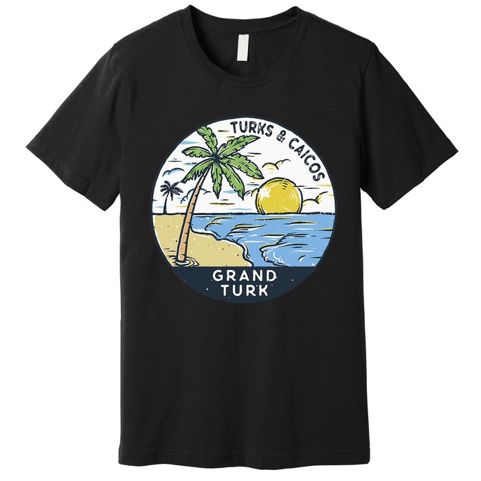 Grand Turk Turks And Caicos Illustrated Ocean Vintage Premium T-Shirt