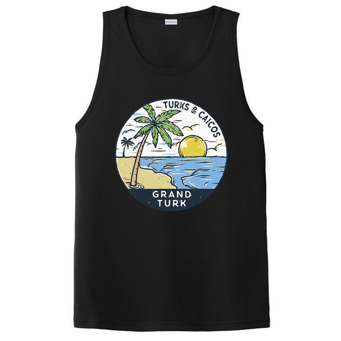 Grand Turk Turks And Caicos Illustrated Ocean Vintage PosiCharge Competitor Tank