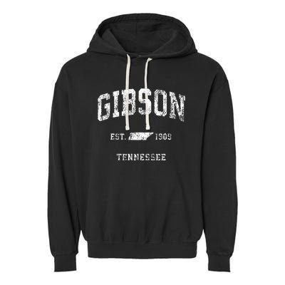 Gibson Tennessee TN Vintage Athletic Sports Garment-Dyed Fleece Hoodie