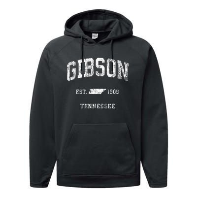 Gibson Tennessee TN Vintage Athletic Sports Performance Fleece Hoodie