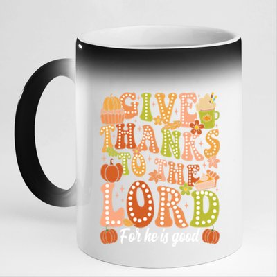 Give Thanks To The Lord Jesus Christian Autumn Thanksgiving Meaningful Gift 11oz Black Color Changing Mug