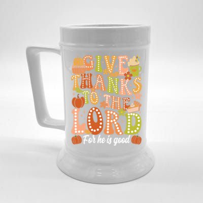 Give Thanks To The Lord Jesus Christian Autumn Thanksgiving Meaningful Gift Beer Stein