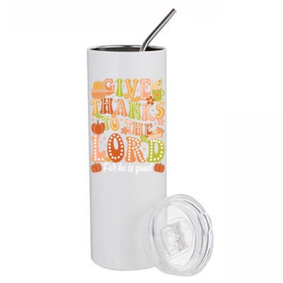 Give Thanks To The Lord Jesus Christian Autumn Thanksgiving Meaningful Gift Stainless Steel Tumbler