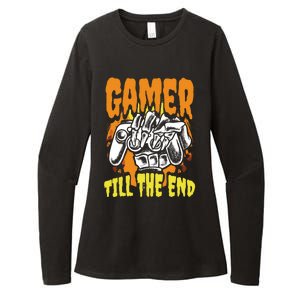 Gamer Till The End Scary Halloween Skeleton Video Game Lover Funny Gift Womens CVC Long Sleeve Shirt