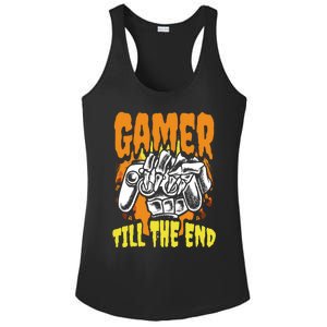 Gamer Till The End Scary Halloween Skeleton Video Game Lover Funny Gift Ladies PosiCharge Competitor Racerback Tank