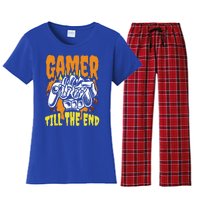 Gamer Till The End Scary Halloween Skeleton Video Game Lover Funny Gift Women's Flannel Pajama Set