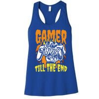 Gamer Till The End Scary Halloween Skeleton Video Game Lover Funny Gift Women's Racerback Tank