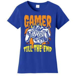 Gamer Till The End Scary Halloween Skeleton Video Game Lover Funny Gift Women's T-Shirt