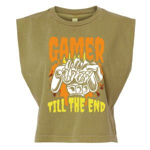 Gamer Till The End Scary Halloween Skeleton Video Game Lover Funny Gift Garment-Dyed Women's Muscle Tee