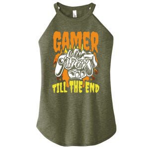 Gamer Till The End Scary Halloween Skeleton Video Game Lover Funny Gift Women's Perfect Tri Rocker Tank