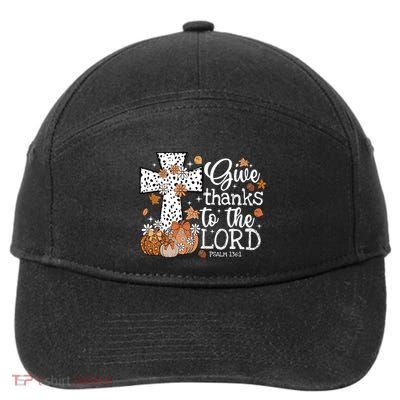 Give Thanks To The Lord Leopard Cross Pumpkin Thanksgiving Gift 7-Panel Snapback Hat