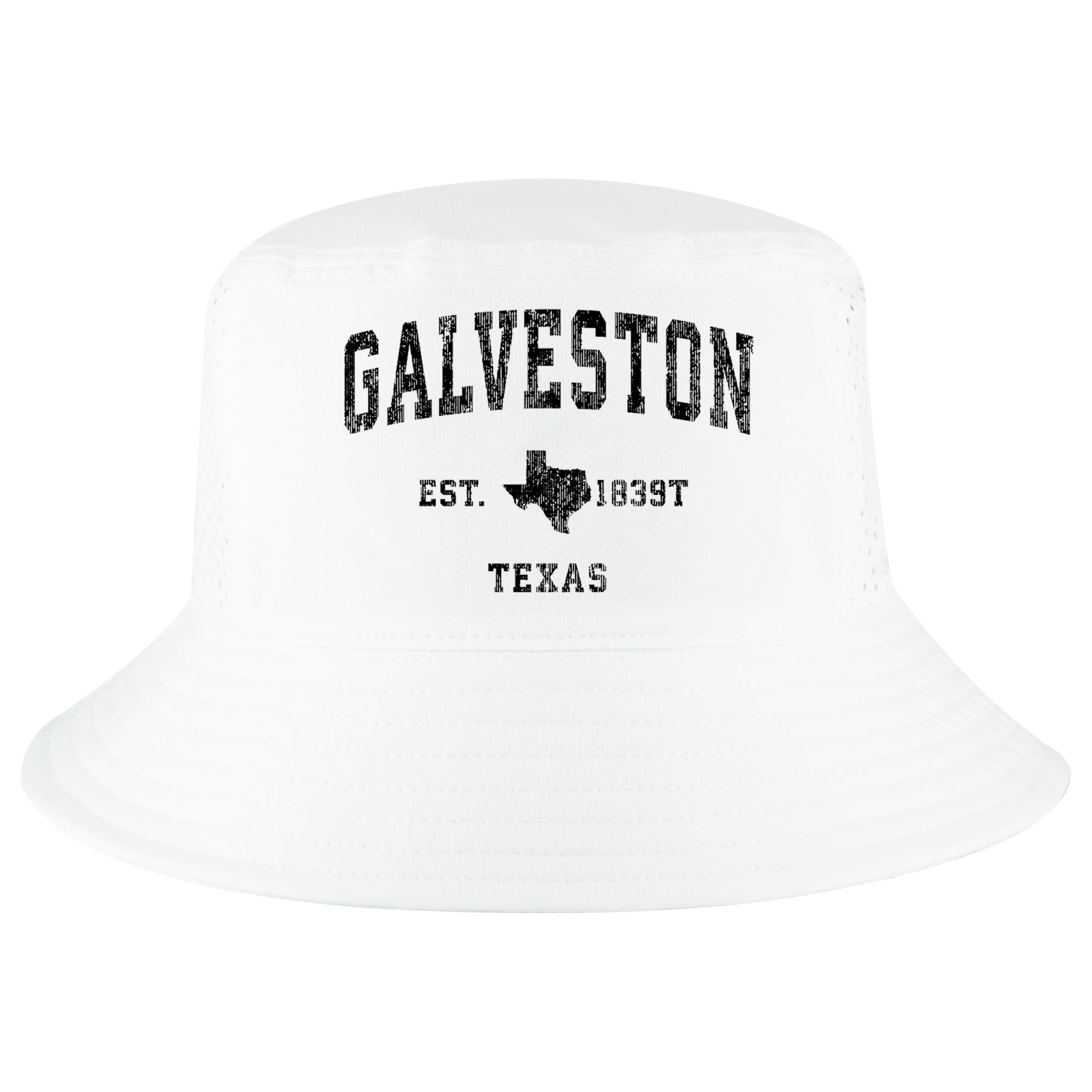 Galveston Texas Tx Vintage Established Athletic Sports Design Cool Comfort Performance Bucket Hat