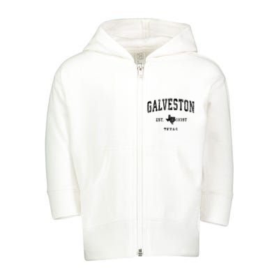 Galveston Texas Tx Vintage Established Athletic Sports Design Toddler Zip Fleece Hoodie