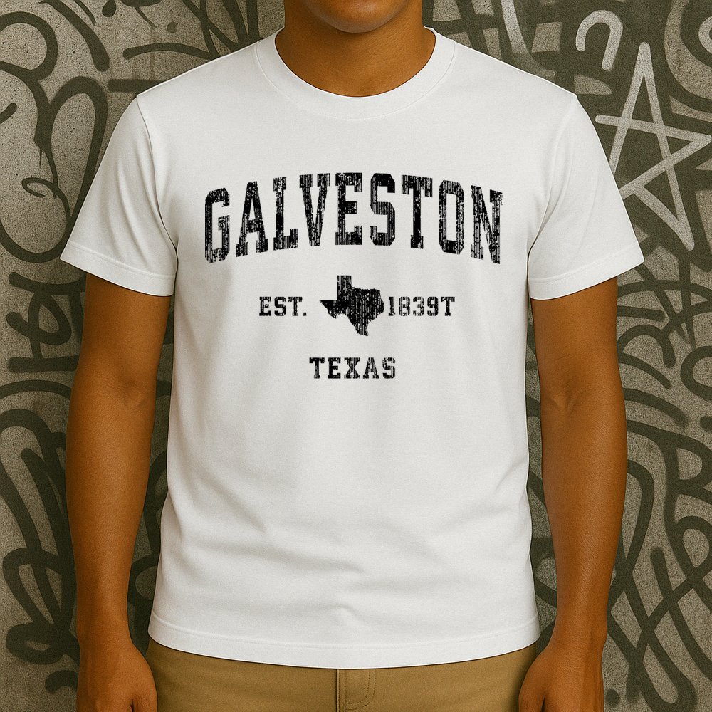 Galveston Texas Tx Vintage Established Athletic Sports Design T-Shirt