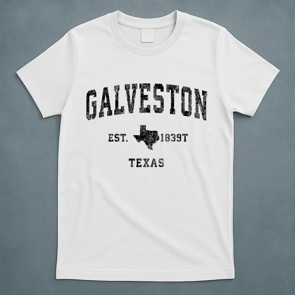 Galveston Texas Tx Vintage Established Athletic Sports Design T-Shirt