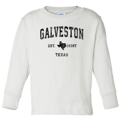 Galveston Texas Tx Vintage Established Athletic Sports Design Toddler Long Sleeve Shirt